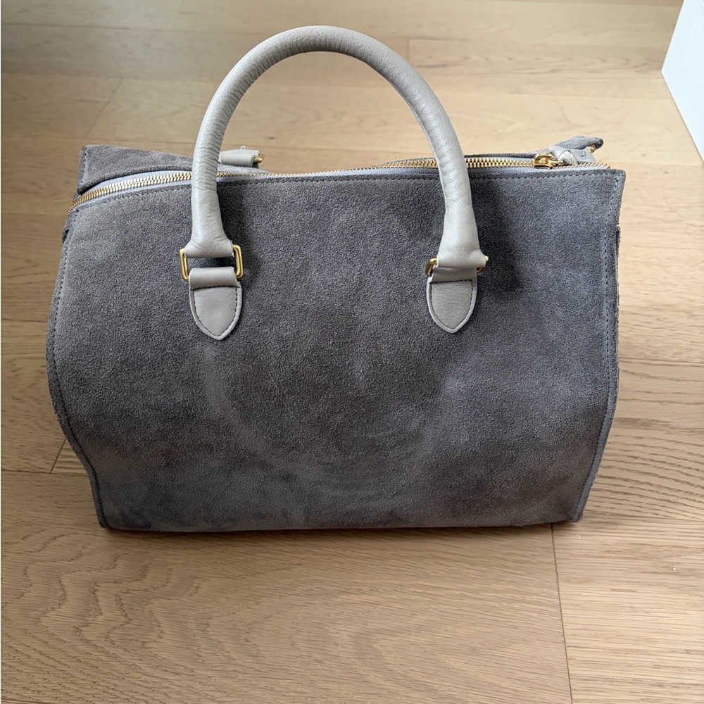 Clare V Sandrine Grey Suede Handbag